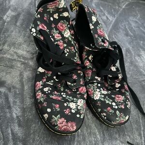 Dr. Martens Black Floral Ankle Boots